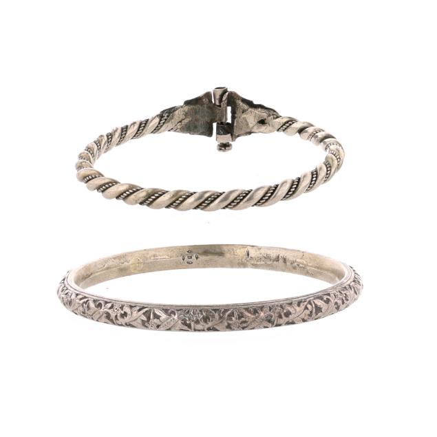 two-silver-bangles