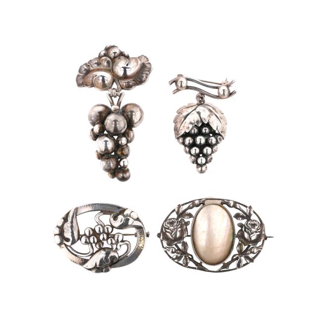 group-of-four-silver-brooches-denmark