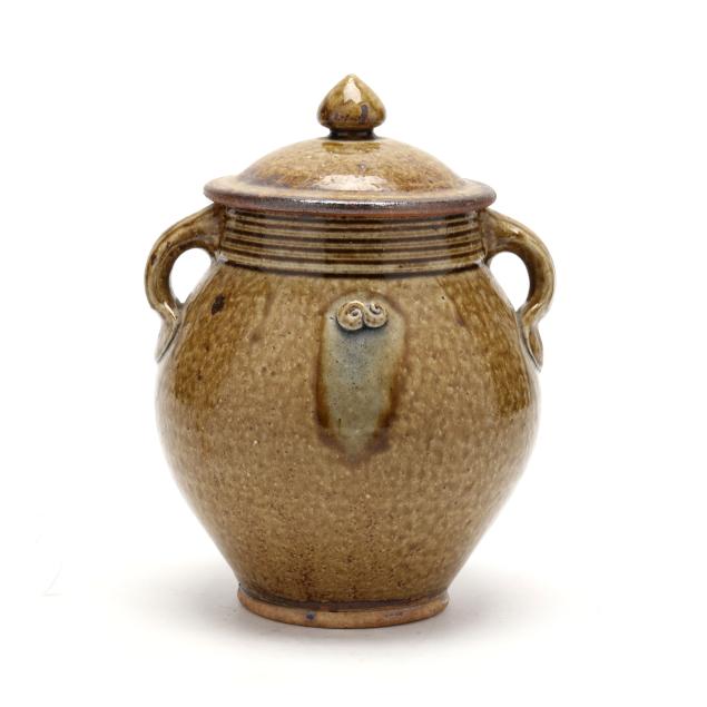 mark-hewitt-nc-b-1955-lidded-pottery-jar-with-glass-runs