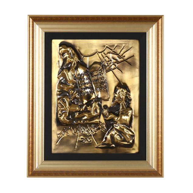 salvador-dali-spanish-1904-1989-i-the-ten-commandments-i-gold-patina-bas-relief