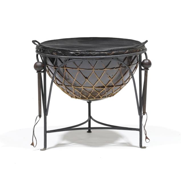 african-hide-and-metal-kettle-drum