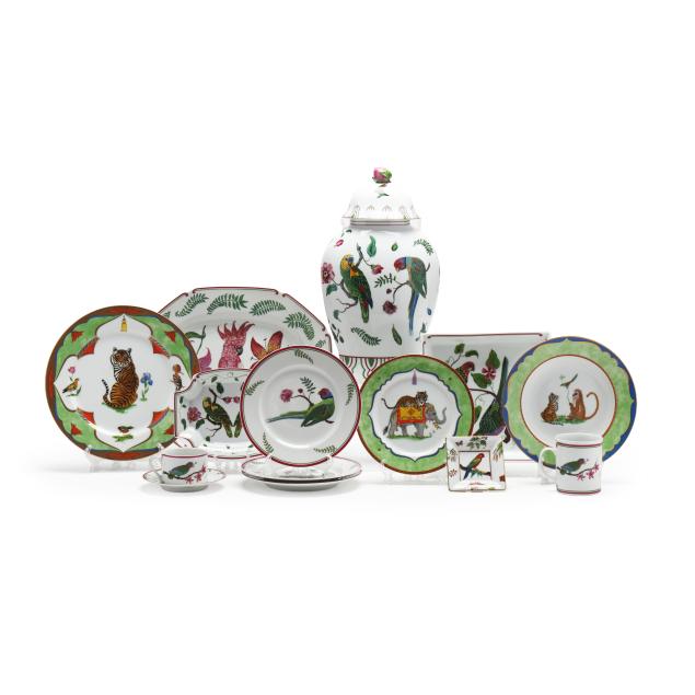 collection-of-lynn-chase-designs-tableware-i-parrots-of-paradise-i-and-i-tiger-raj-i
