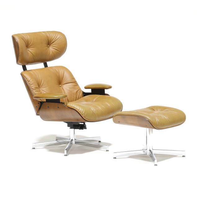 selig-brown-leather-and-walnut-lounge-chair-and-ottoman
