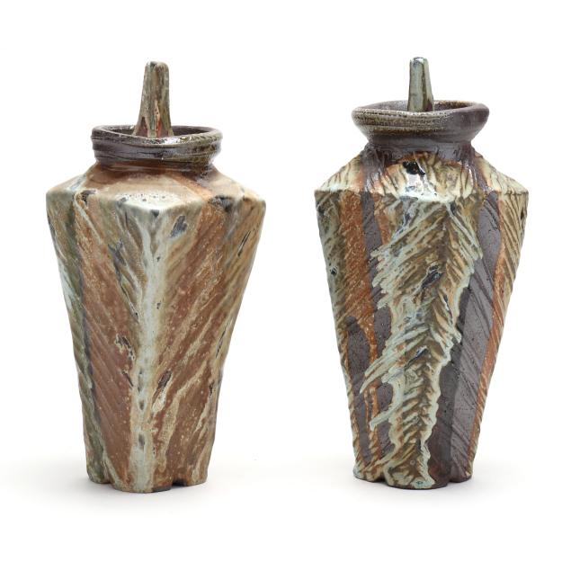 sedberry-pottery-burnsville-nc-two-tall-lidded-vessels