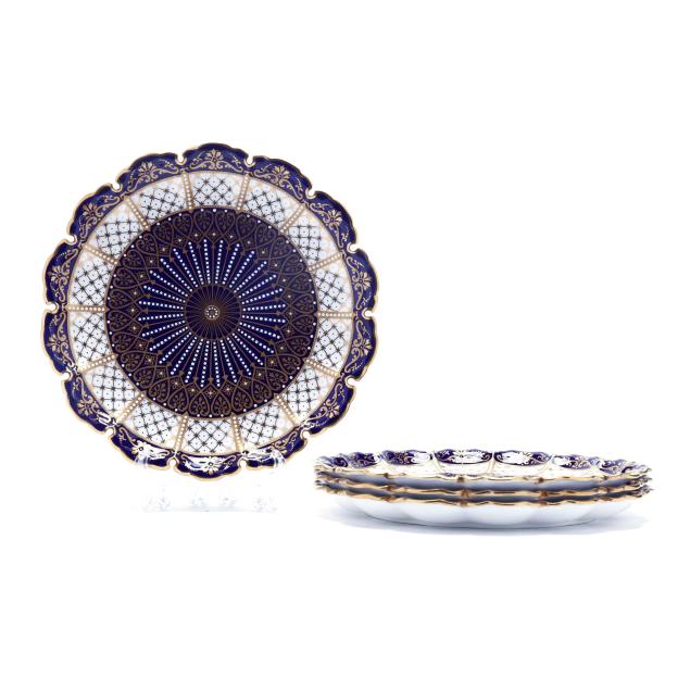copeland-for-ovington-brothers-set-of-four-cobalt-and-gilt-luncheon-plates