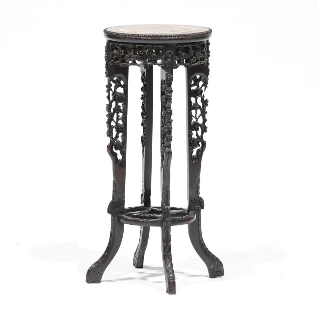 chinese-carved-hardwood-marble-top-stand