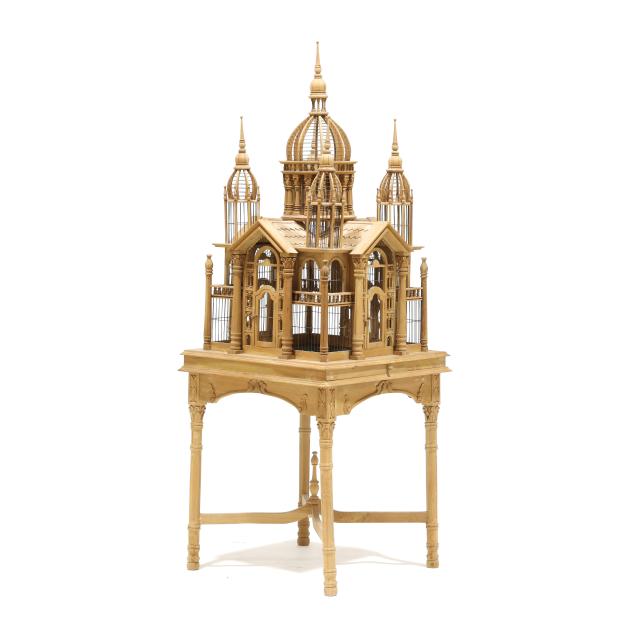 continental-carved-mahogany-bird-cathedral-on-stand