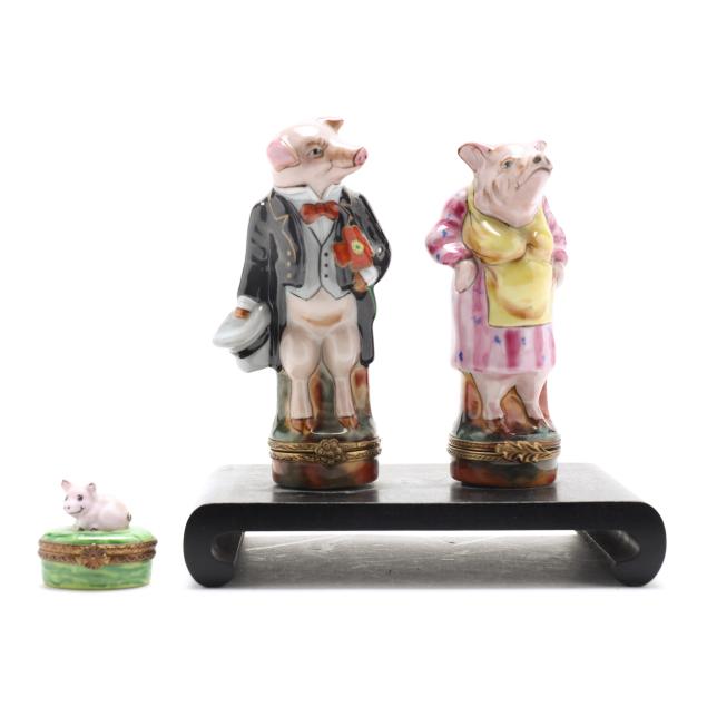 three-limoges-porcelain-pig-themed-boxes