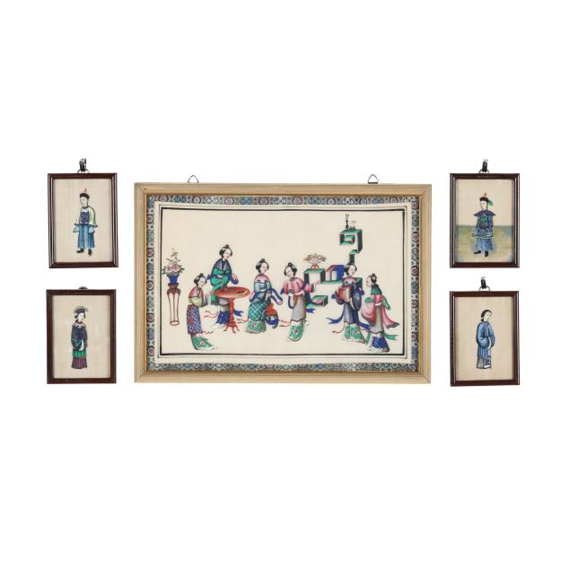 a-collection-of-five-chinese-pith-paintings