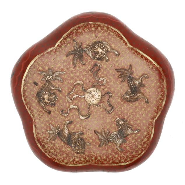 a-large-chinese-red-lacquer-blossom-shaped-box-with-inlay