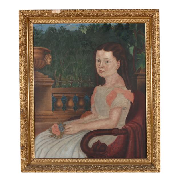 american-school-late-19th-century-portrait-of-a-seated-girl-on-a-terrace