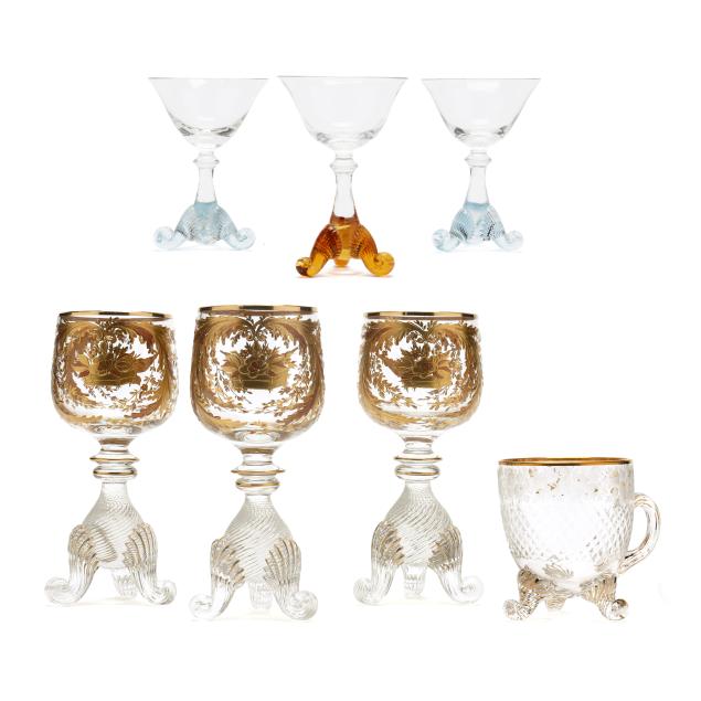 group-of-seven-unusual-tri-footed-venetian-glass-stems