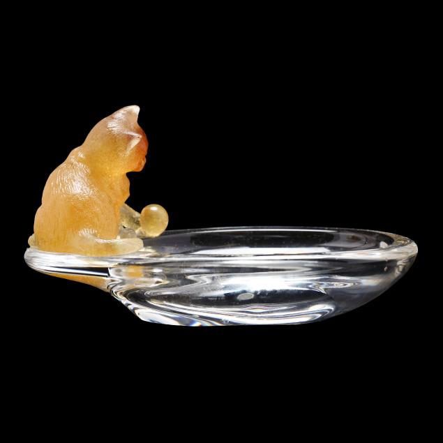 daum-cat-and-ball-crystal-dish
