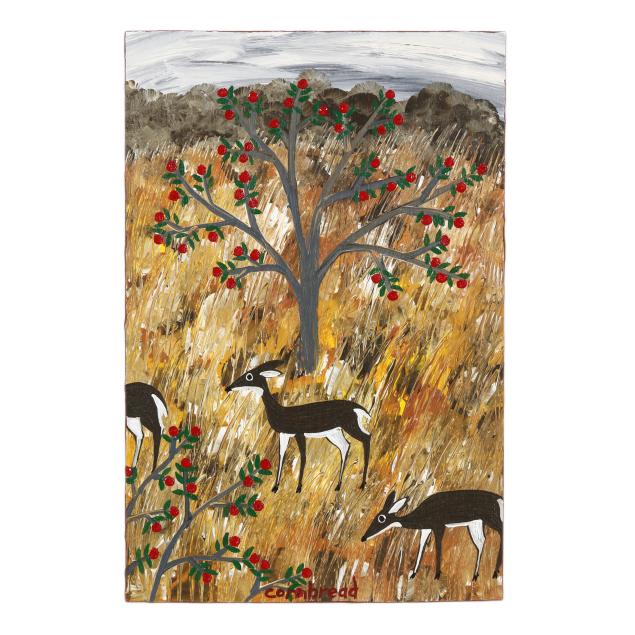 john-cornbread-anderson-american-b-1966-deer-and-flowering-trees