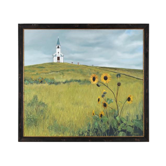 james-moore-american-landscape-with-church-and-sunflowers
