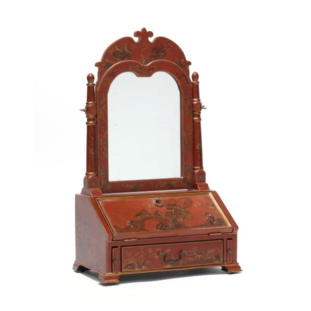 red-queen-anne-style-chinoiserie-dressing-table-mirror