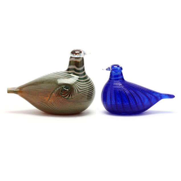 oiva-toikka-finnish-1931-2019-two-art-glass-birds
